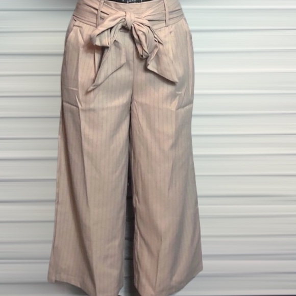 Hidden Alley Taupe Pinstripe Gaucho Pants - Picture 4 of 8